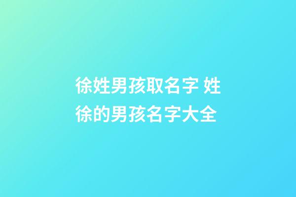 徐姓男孩取名字 姓徐的男孩名字大全